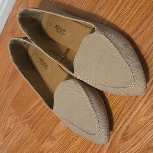 Ardene Beige Light Tan Loafers Gold Detail At Heel